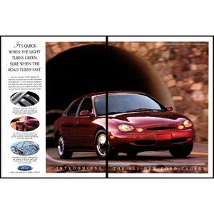 1996 Ford Taurus Sedan 2 Page Vintage Print Ad Tunnel Stone Wall Wall Art